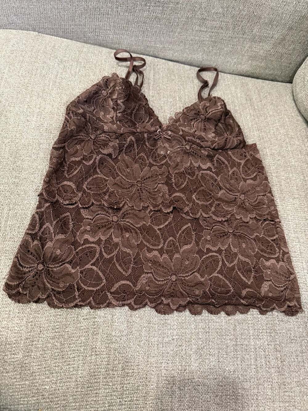 Old Navy Intimates Brown Floral Lace Camisole Tank Top